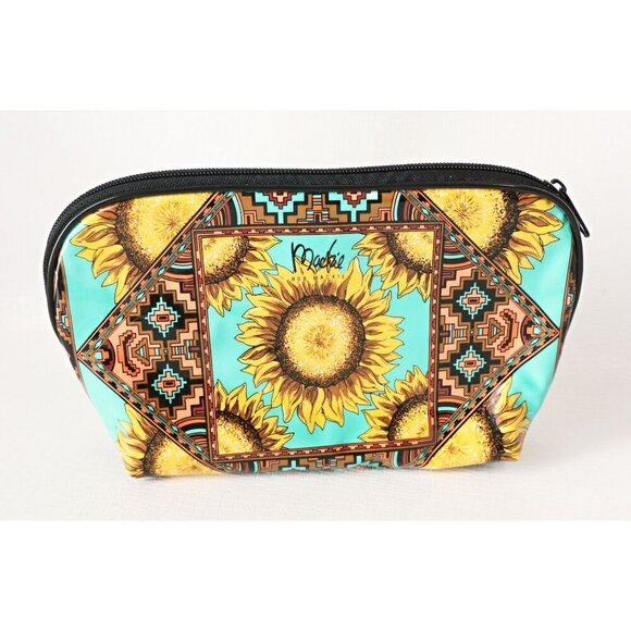 Vintage Bob Mackie Make Up Bag Tote Sunflower Cosmetic Bag - Picture 4 of 5